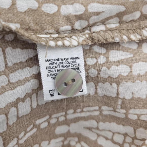 George Tan White Print Button Up Size M 8-10 Cotton Short Sleeve Pleats Preowned - Picture 8 of 8